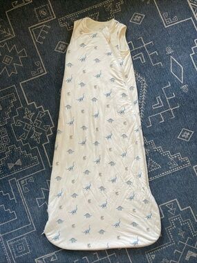 Kyte BABY 1.0 Tog Large White Bamboo Sleep Sack with Blue Dinosaur Print 18-36M
